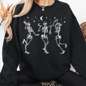 Dancing Skeletons Halloween Sweatshirt Unisex Handmade